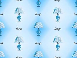 Lamp cartoon character seamless pattern on blue background. Pixel style vector