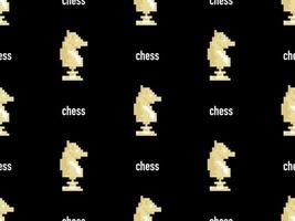 Chess cartoon character seamless pattern on black background. Pixel style vector