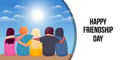 flat happy friendship day background illustration vector