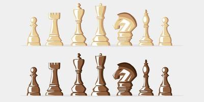 flat chess pieces illustration collection with different color vector