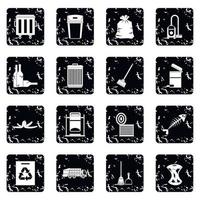 Garbage thing icons set vector