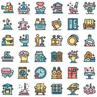 iconos de servicios de limpieza establecer vector plano