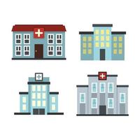 Hospital icon set, flat style vector