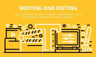 Writing and editing banner, outline style vector