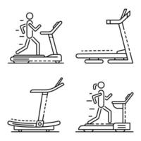 Treadmill icon set, outline style vector