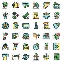 Credit Union Icons Set Vector Flat