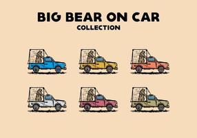 Big bear in cage on car illustration vector