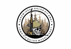 Skull and soldiers helmet with weapon illustration vector