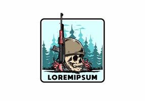 Skull and soldiers helmet with weapon illustration vector