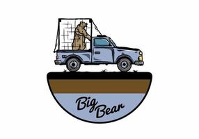 Big bear in cage on car illustration vector