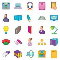 Work space icons set, cartoon style vector
