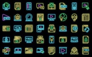 Free course icons set vector neon