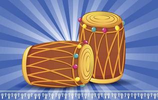 Indian drums concept banner, cartoon style vector