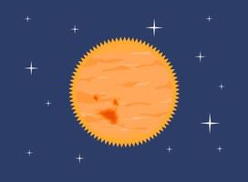 Sun Vector Illustration with Dark Starry Night Sky in Space with Sunspot and Ray for Astronomy Solar Astrophysics Science or Graphic Element Education