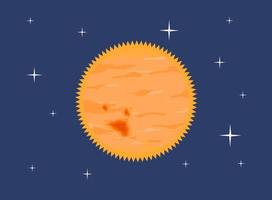 Sun Vector Illustration with Dark Starry Night Sky in Space with Sunspot and Ray for Astronomy Solar Astrophysics Science or Graphic Element Education