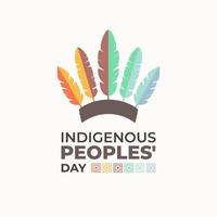 celebración del evento del cartel del día de los pueblos indígenas con un colorido capó o tocado nativo de guerra