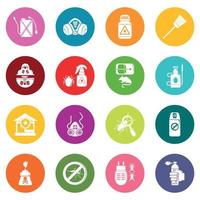 Pest control tools icons set colorful circles vector