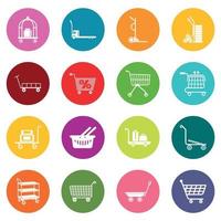 Cart types icons set colorful circles vector