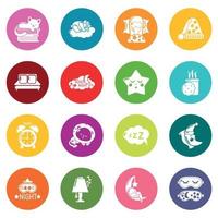 Sleeping icons set colorful circles vector