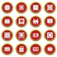 Computer chips icons set, simple style vector