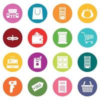 Supermarket icons many colors set vector