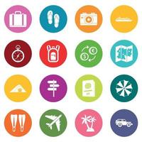 conjunto de iconos de viaje muchos colores vector