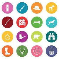 Hunting icons many colors set vector