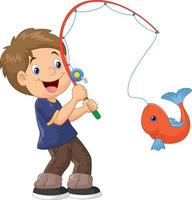 Illustration of Cartoon Boy fishing vector