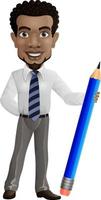 Cartoon businessman holding a pencil vector