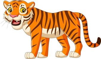 Cartoon tiger roaring on white background vector