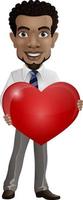 Cartoon happy businessman showing a red heart vector