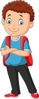 Cartoon school boy with a backpack vector