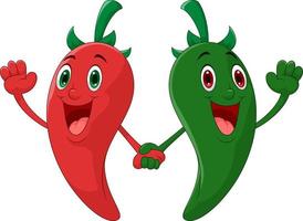 Red and green pepper holding hand vector