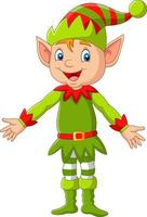 Cartoon happy christmas elf presenting vector