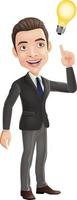 Happy businessman thinking and having idea vector