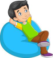 Cartoon little boy relaxing on sofa vector