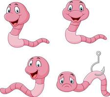 Cartoon worm collection set vector