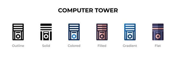 Computer Tower icon in different style. Computer Tower vector icons designed in outline, solid, colored, filled, gradient, and flat style. Symbol, logo illustration. Vector illustration