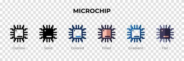 icono de microchip en un estilo diferente. iconos vectoriales de microchip diseñados en contorno, sólido, coloreado, relleno, degradado y estilo plano. símbolo, ilustración de logotipo. ilustración vectorial vector