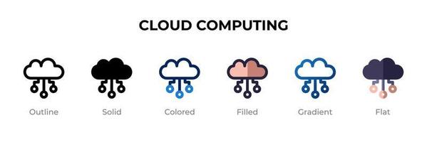 Cloud Computing icon in different style. Cloud Computing vector icons designed in outline, solid, colored, filled, gradient, and flat style. Symbol, logo illustration. Vector illustration