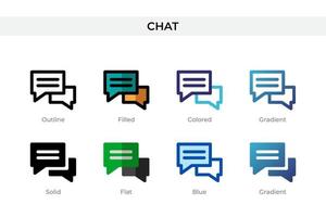 Chat icon in different style. Chat vector icons designed in outline, solid, colored, filled, gradient, and flat style. Symbol, logo illustration. Vector illustration