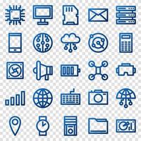 Set of 25 device and technology web icons in gradient style. Industry 4.0 concept factory of the future. Collection gradient icons of technology. Vector illustration