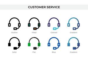 Customer Service icon in different style. Customer Service vector icons designed in outline, solid, colored, filled, gradient, and flat style. Symbol, logo illustration. Vector illustration