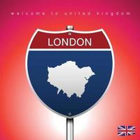 The City label and map of United Kingdom In American Signs Style vector