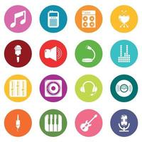 Recording studio symbols icons set colorful circles vector