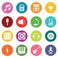 Recording studio symbols icons set colorful circles vector