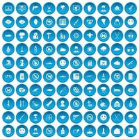 100 tension icons set blue