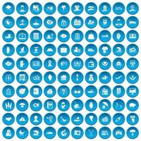 100 iconos de seguros en azul vector