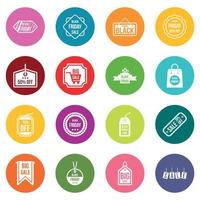 Black Friday icons many colors set vector