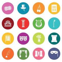 Theater icons many colors set vector